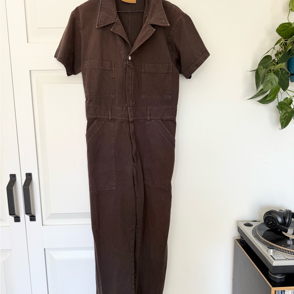 Brown Short Sleeve Jumpsuit